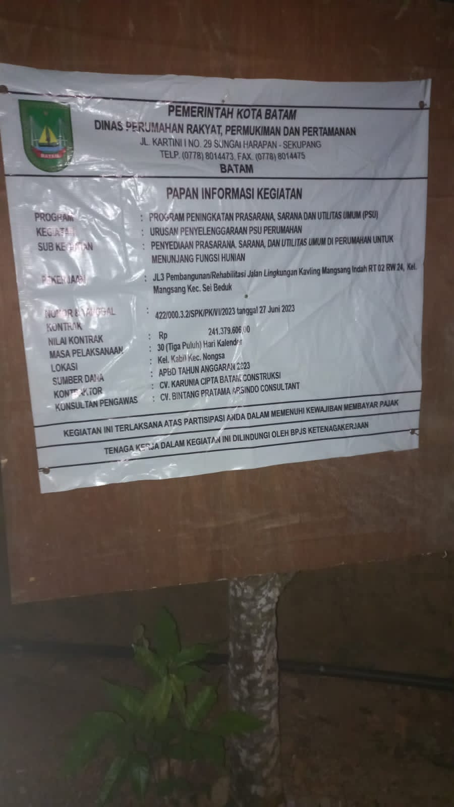 Plang proyek angaran APBD 