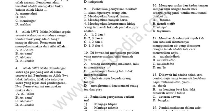 50 contoh soal PAS PAI kelas 7 SMP semester 2 tahun 2026 lengkap dengan jawaban